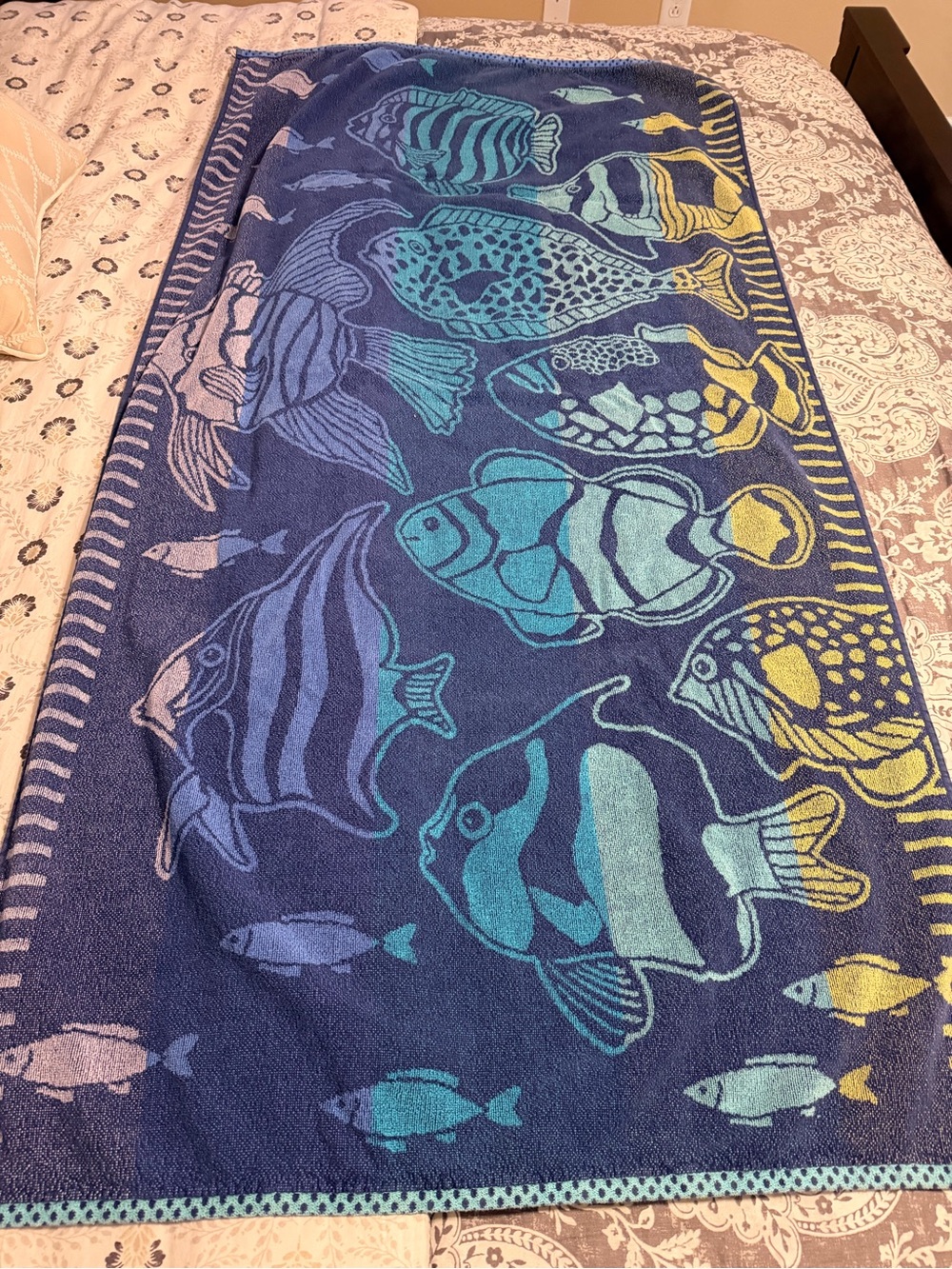 Blue Fish-Print Beach Towels - set of 2